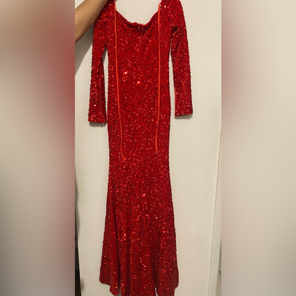 Beautiful Red Long Sleeve dress .